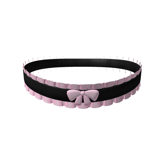 ♡ dainty ruffled black and pink choker