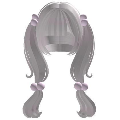 ♡ : kawaii curly pink pigtails w pink bobbles Roblox item
