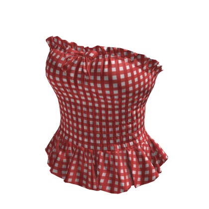 Gingham Ruffle Tube Top (Red)