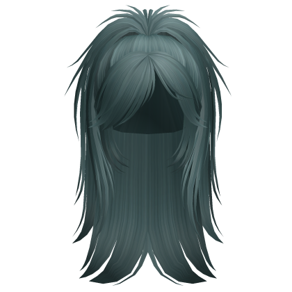 messy half-up grunge ponytail (dark teal)