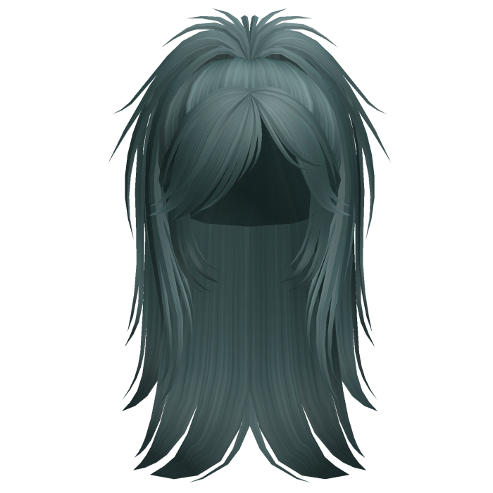 messy half-up grunge ponytail (dark teal)