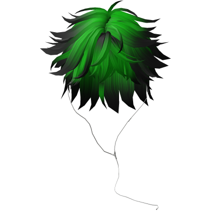 Y2K emo boy with headphones, green black hair