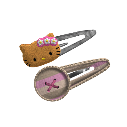 Kitty Stripe Hair Clips In Neapolitan  