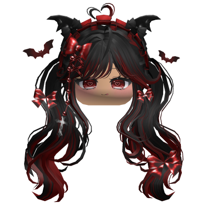 Goth Wavy Pigtails w/Headband (Black&Red)