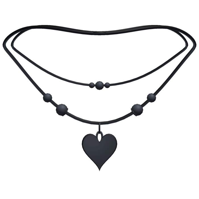 cute layered heart necklace black
