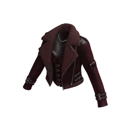 Y2K Moto Jacket w/ Necklace & Buckles (Red)