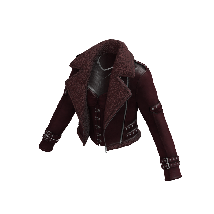 Y2K Moto Jacket w/ Necklace & Buckles (Red)