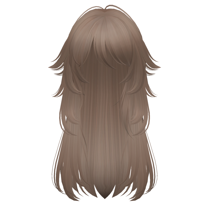 long fluffy anime hair with tufts (milk tea)