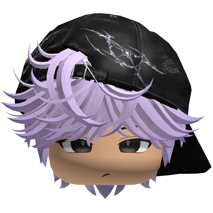 Cute Violet emo hair with Y2K cap black