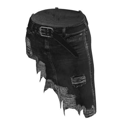 💜 Distressed Denim Midi Skirt_Black thumbnail