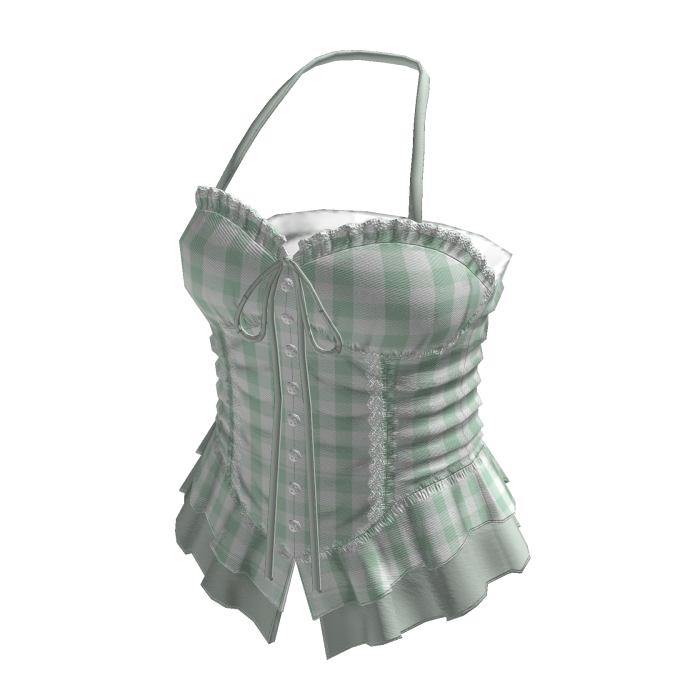 Coquette Gingham Halter Corset Top (Green)