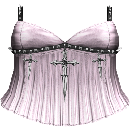 Gothic Emo Studded Cross Dagger Dress Pink Black