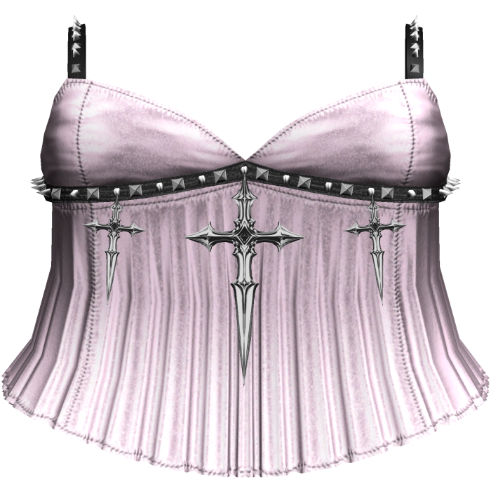 Gothic Emo Studded Cross Dagger Dress Pink Black