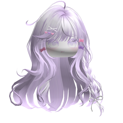 Shoujo Girl Braids w/ Bow Clips (Lavender) Roblox item