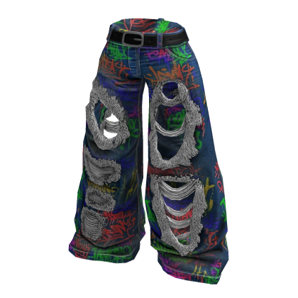 MOG - Blue Washed Graffiti Rupture Jeans