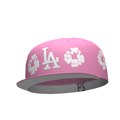 Pink LA Denim tears Tilted Fitted Cap