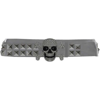 Y2K Grunge Gem Studs Skull Belt 1.0 (White) thumbnail