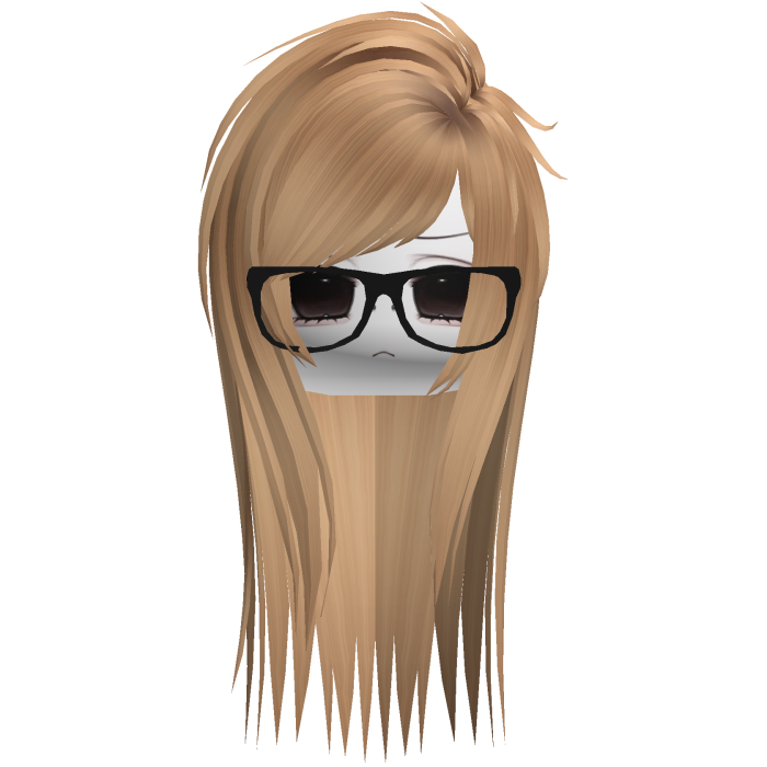 Emo Moe Orange Long Scene Hair /w Glasses