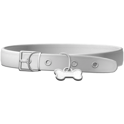 3.0 cute puppy collar w bone in white