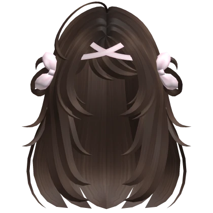 Dark Brown Hair w Bows Roblox item render