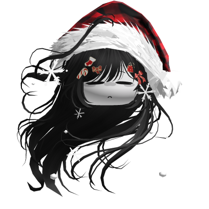 Windy Anime Hair w/Santa Hat (Black)
