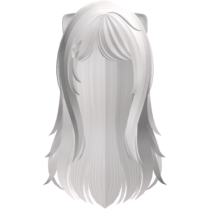 white kawaii kitty moe long layered hair