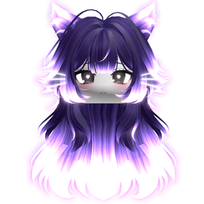 Kawaii Emissive Fluffy Kitty Hair w/ Face (Galaxy)