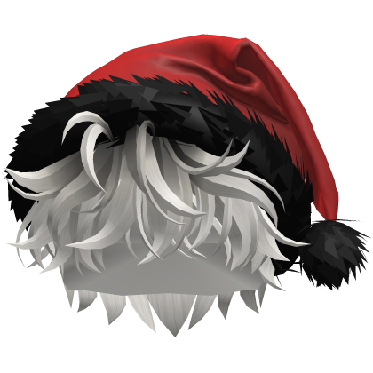 Black White Hair Santa Hat