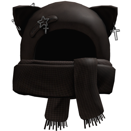 Grunge Cat Scarf Hat (Brown)