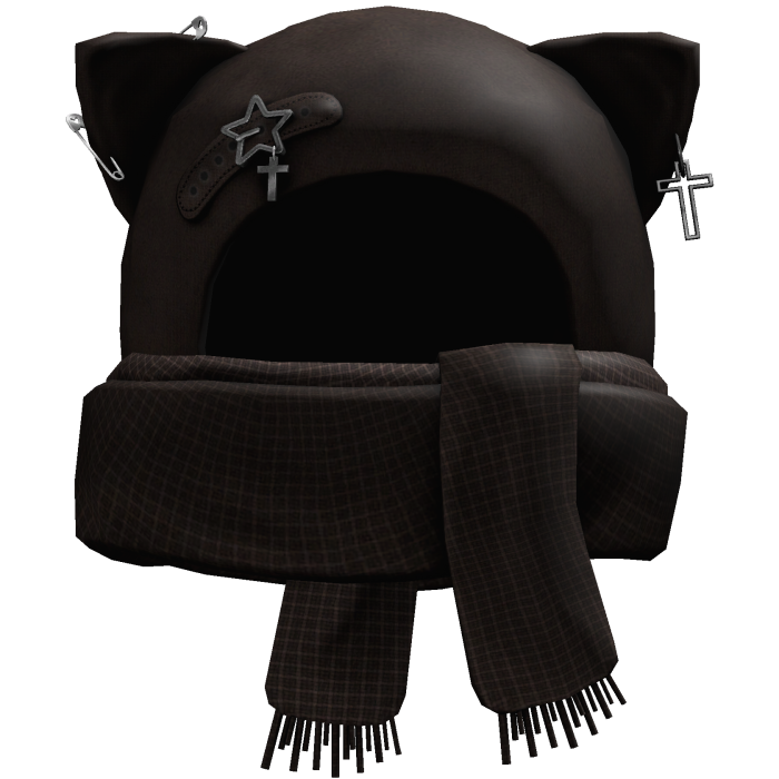 Grunge Cat Scarf Hat (Brown)