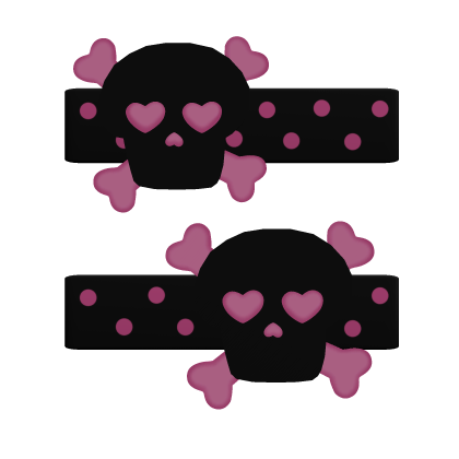 Polka Dot Skull Hair Clips Black & Pink Roblox item
