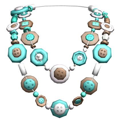 Retro Layered Gyaru Button Necklace Teal Brown