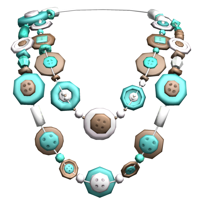 Retro Layered Gyaru Button Necklace Teal Brown