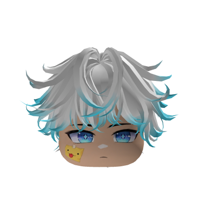 Vkei Meo Emo Whit Blue Messy Hair Silly Cute