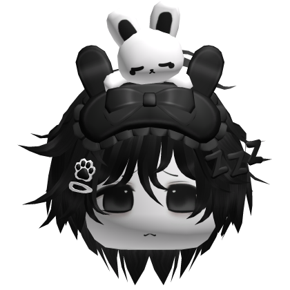 Moe Sleepy Cute Bunny Anime Boy Hair Black