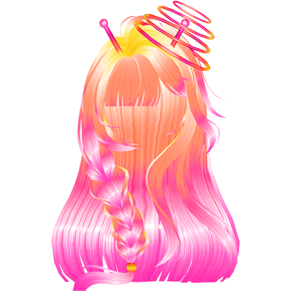 Alien Girl Space Braided Long Hair Neon Sunset 