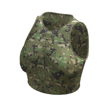 Crop Top Green Camo Basic Tight Baddie T-Shirt thumbnail