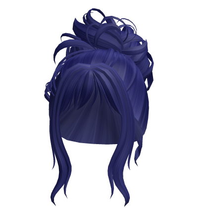 Hair with a curly bun Blue♡ thumbnail