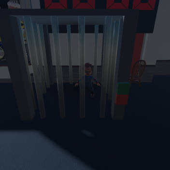 throw a chair at chucky in a chuck e cheese's
