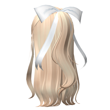 Cute Flowy Blonde Hair w/ White Bow and Bangs Roblox item