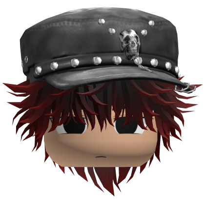 Fluffy Emo Black Beret Y2K Boy Hair (Black/Red)