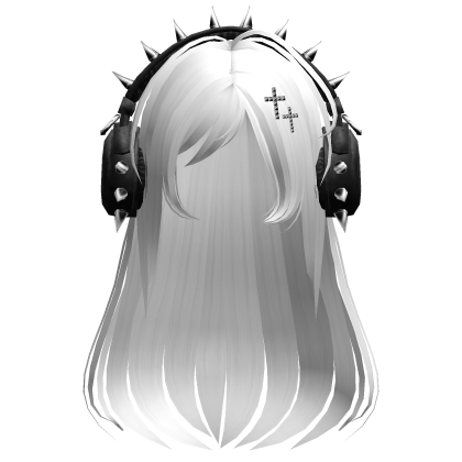 Punk Straight Hair W/ Headphones White V2
