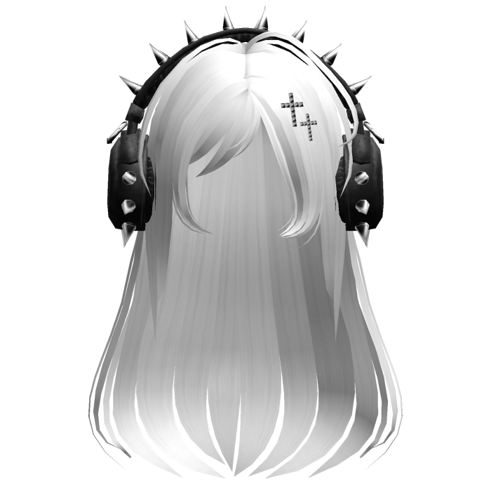 Punk Straight Hair W/ Headphones White V2