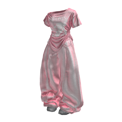 Vintage Y2K Pink Baggy Jeans Girl Outfit / 01