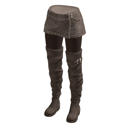 Mini Skirt with Tall Boots (Taupe)