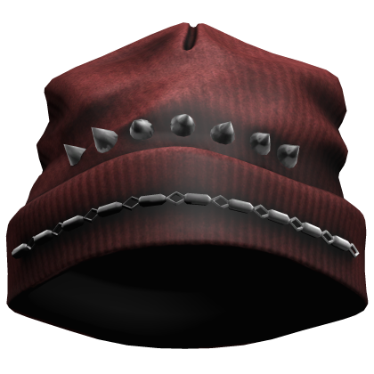 red spiky distressed beanie