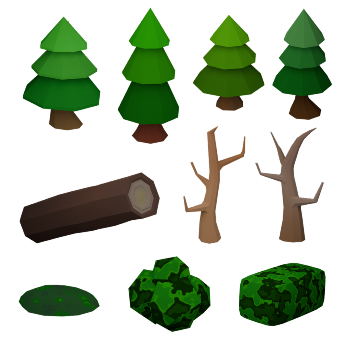 Low-Poly Nature Pack - Trees, Foliage, Rocks preview 1