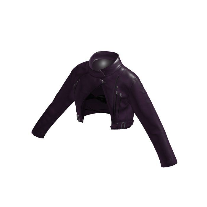 Ladies Purple Crop Leather Biker Jacket with Bra