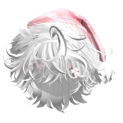 Messy Hair w/Christmas Santa Hat (White)