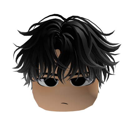 Messy Black Hair w Serious Face